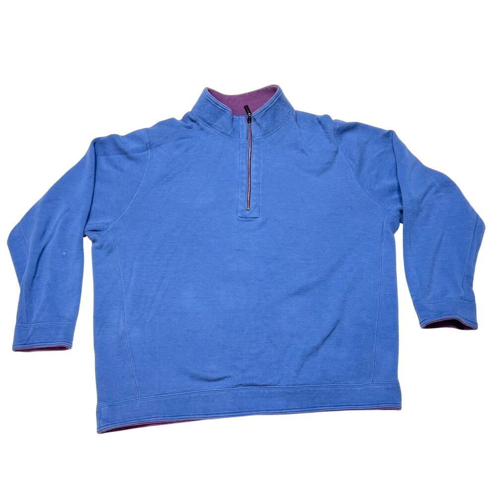 Tommy Bahama Reversible 1/4 Zip Pullover Sweater Men Large Blue Purple Used